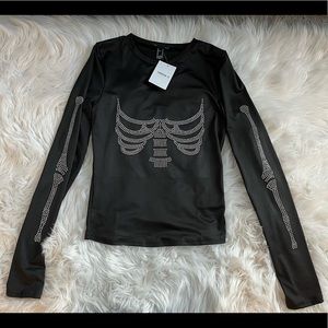 Forever 21 rhinestone skeleton shirt